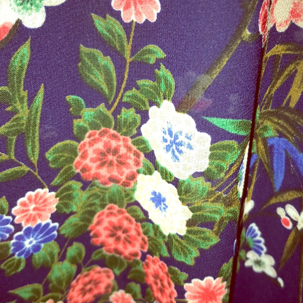 Navy Floral Sheer Cover Up